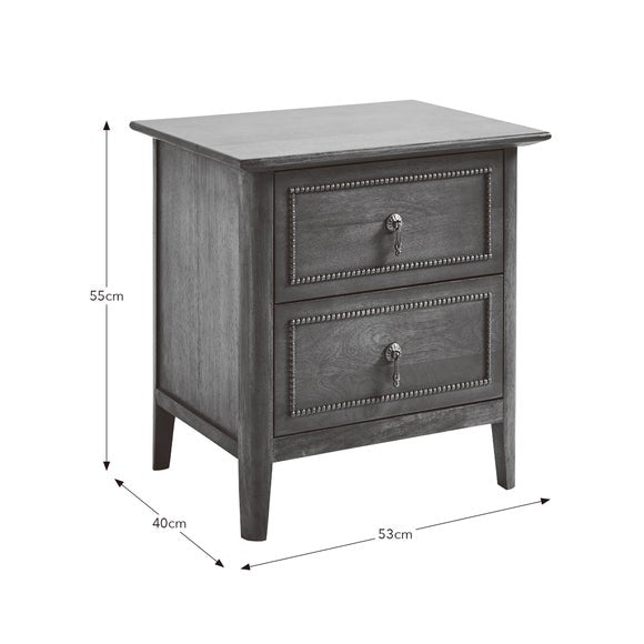 Ettie Beaded 2 Drawer Bedside Table, Mango Wood