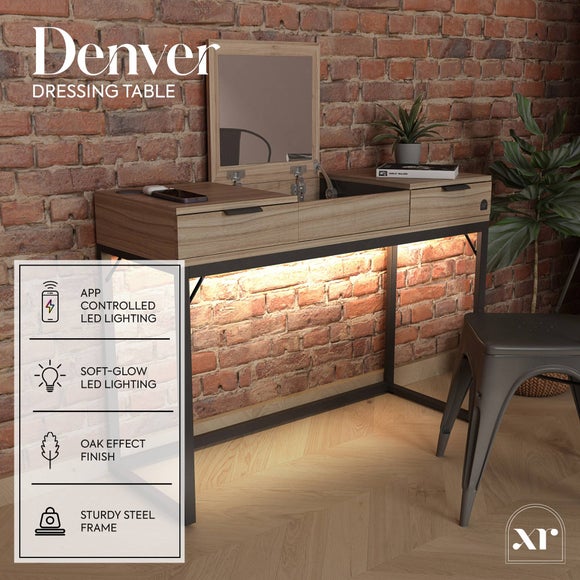 XR Living Denver Dressing Table with Wireless Charging and App Controlled LED Lights