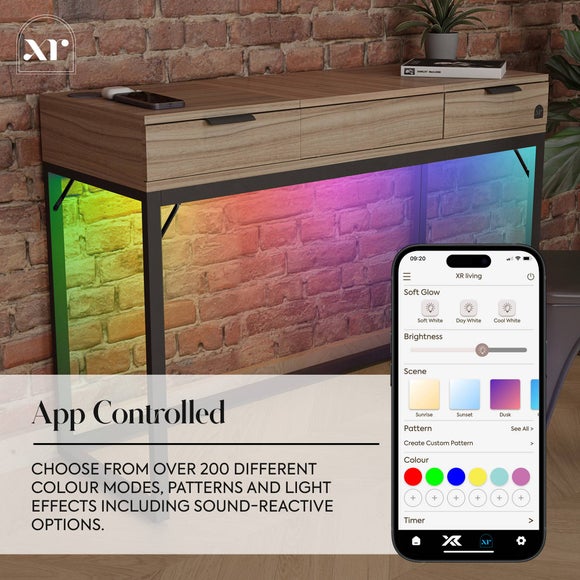 XR Living Denver Dressing Table with Wireless Charging and App Controlled LED Lights