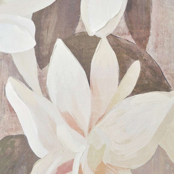 White & Natural Floral Framed Canvas