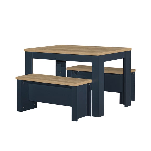 Highgate Dining Table with 2 Benches, Oak Effect, product image 6
