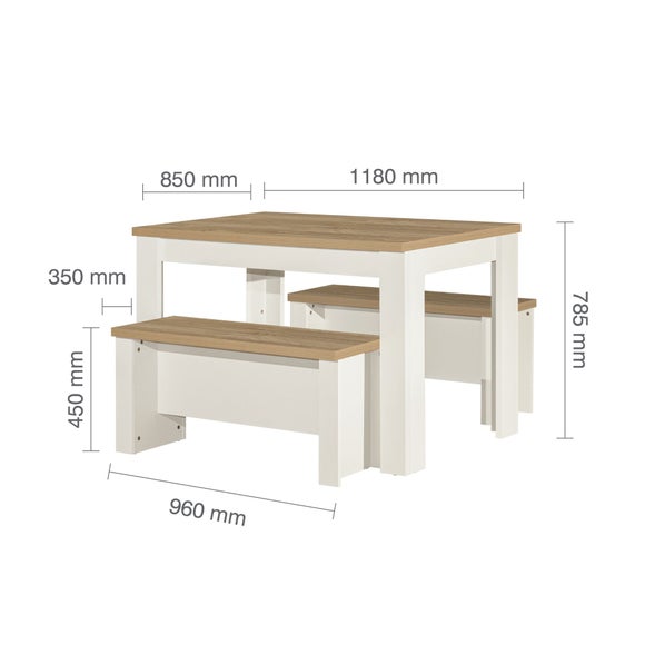 Highgate Dining Table with 2 Benches, Oak Effect, product image 21